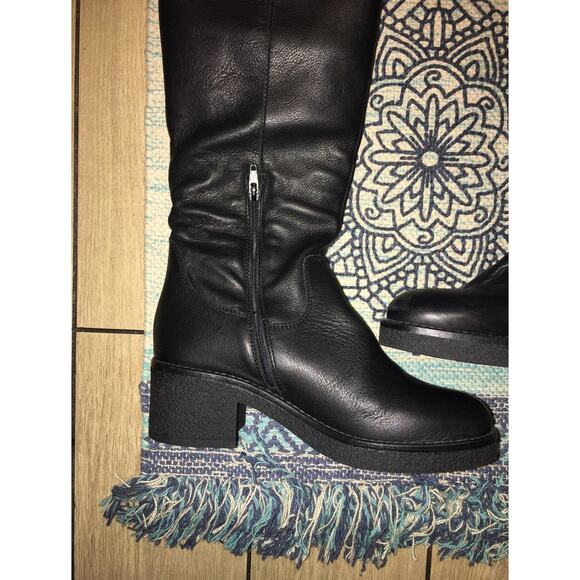 knee Hi Black Leather Winter Boots Fur Lining EU Sz 37-Carmela (Made in Spain) - Picture 8 of 12
